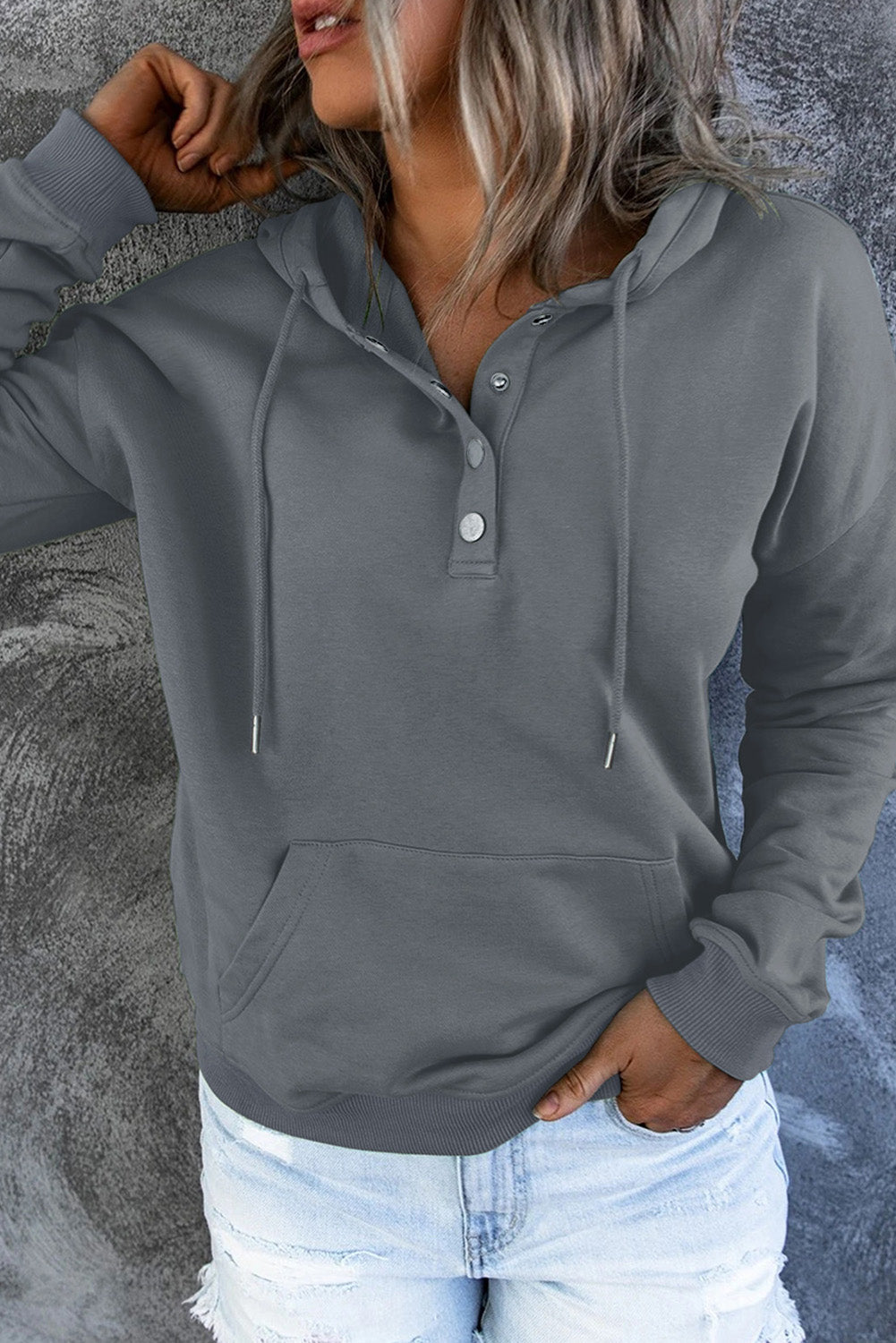 Amari | Varm Fleece Trøje med Hætte og Knapper