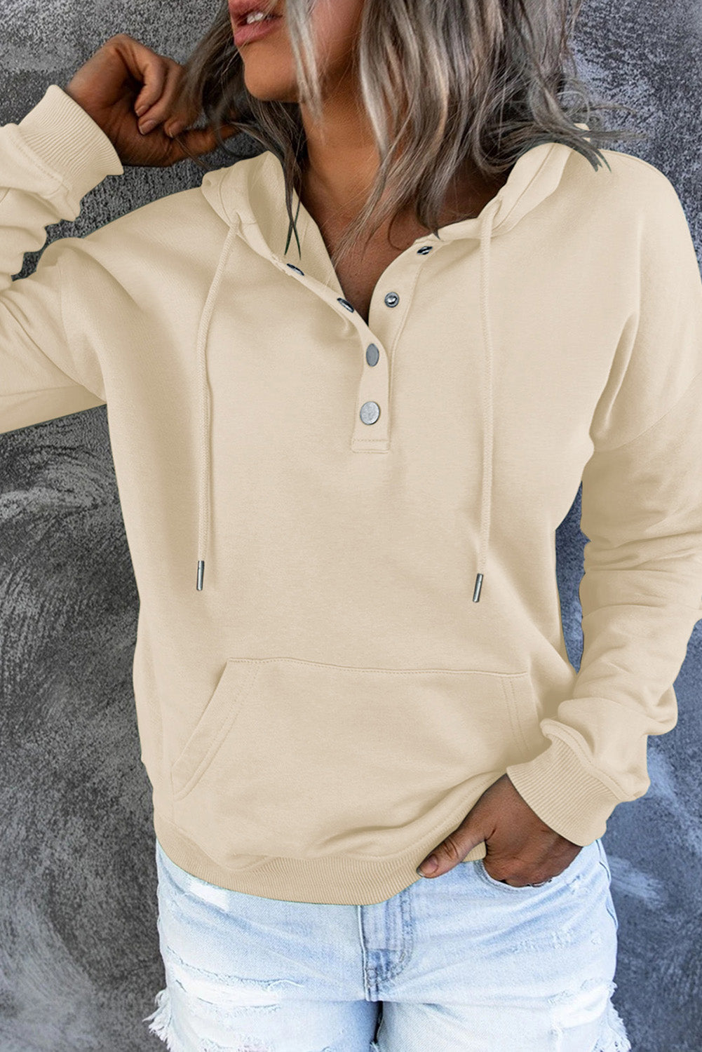 Amari | Varm Fleece Trøje med Hætte og Knapper