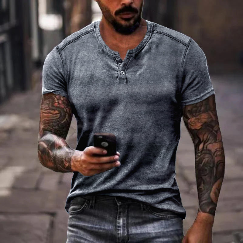 Alfie | Stilfuld kortærmet Henley T-shirt med krave