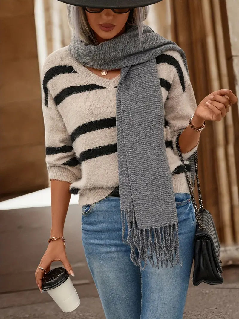 Marla | Stribet Efterårs Sweater Dame