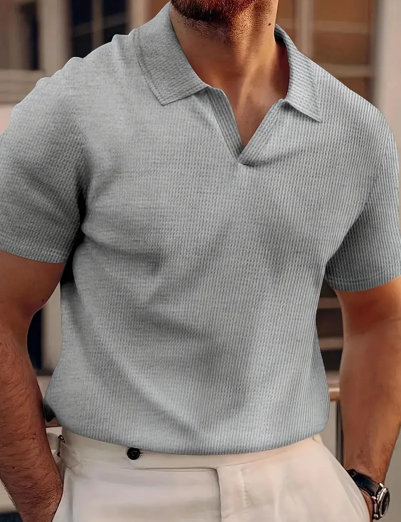 Stilfuld Herre V-Hals Polo T-shirt med Korte Ærmer