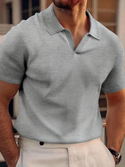 Stilfuld Herre V-Hals Polo T-shirt med Korte Ærmer