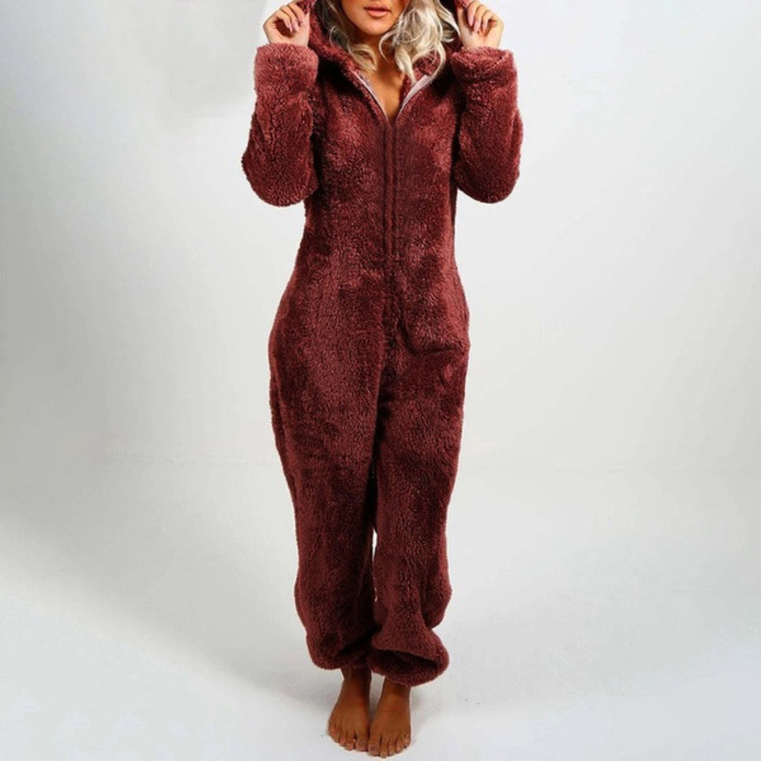Cora | Stilfuld Lang Fleece Onesie med Hætte