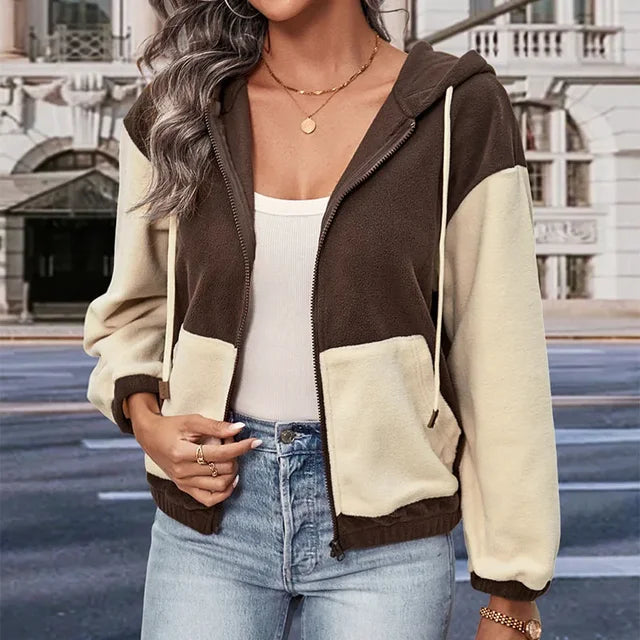 Nikita | Stribet Hoodie Vest med Luksus Fleeceforing