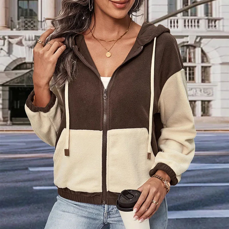 Nikita | Stribet Hoodie Vest med Luksus Fleeceforing