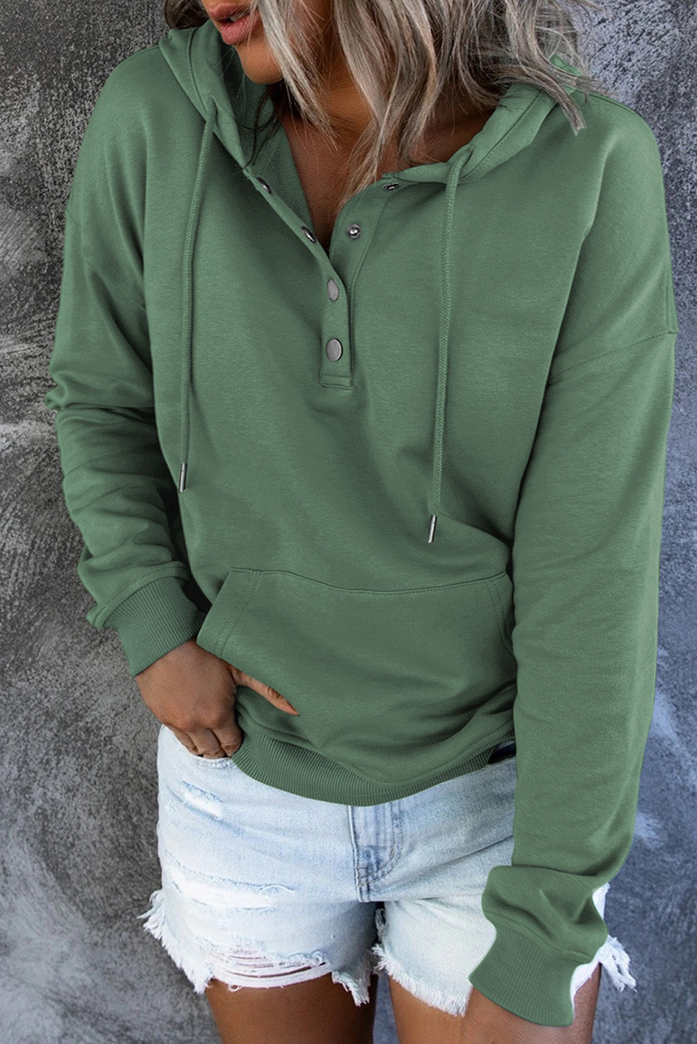 Amari | Varm Fleece Trøje med Hætte og Knapper