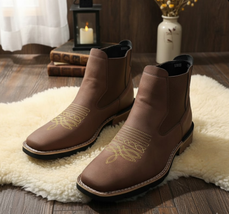 Unisex cowboystøvler til kvinder og mænd – Klassisk westernstil, slidstærkt læder, behagelig pasform