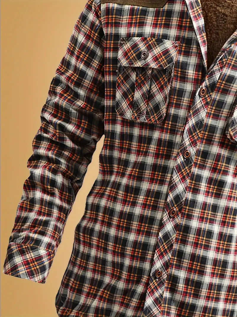 Aiden | Modetjekket Flanelljakke med Suede Detaljer til Mænd