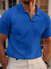 Stilfuld Herre V-Hals Polo T-shirt med Korte Ærmer