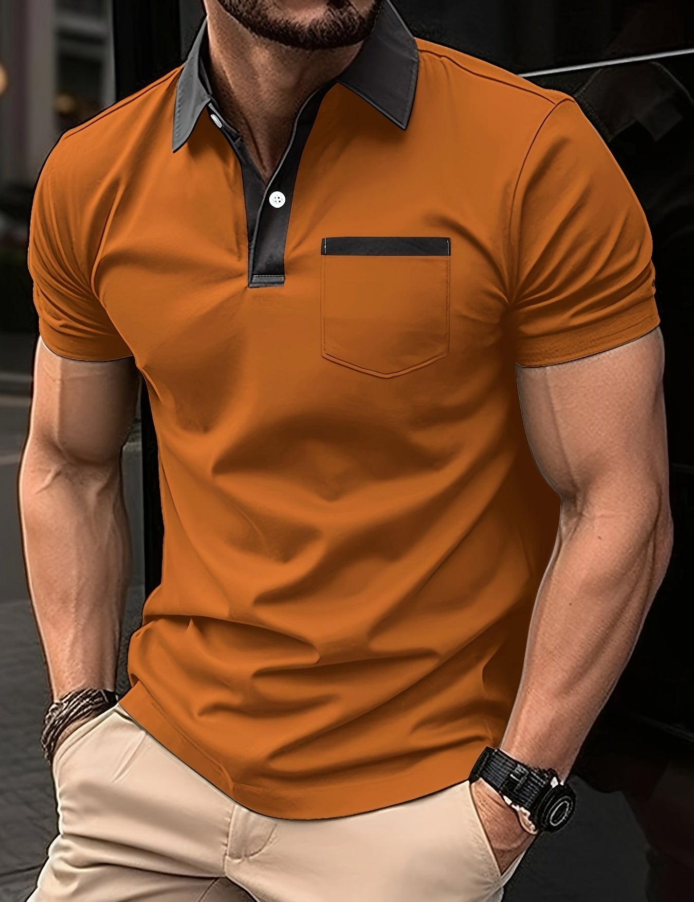 Elegant bomulds polo shirt til herrer med korte ærmer – Perfekt til golf!