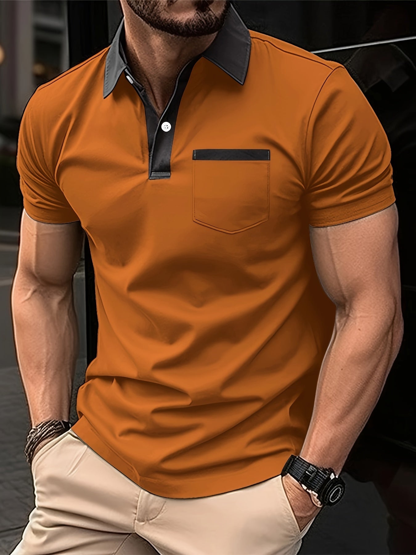 Elegant bomulds polo shirt til herrer med korte ærmer – Perfekt til golf!