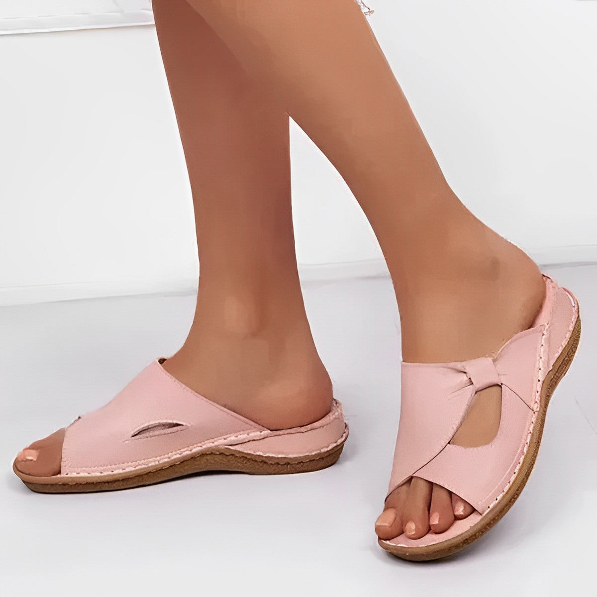 Heike | Dames Ortopædiske Læder Slip-On Sandaler - Design af Komfort og Stil