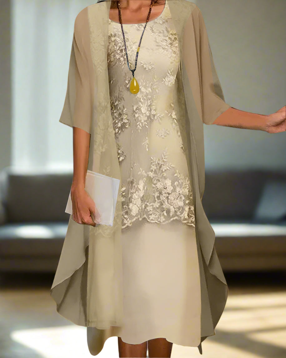 Rishta - Stilfuld chiffonkjole i to elegante dele