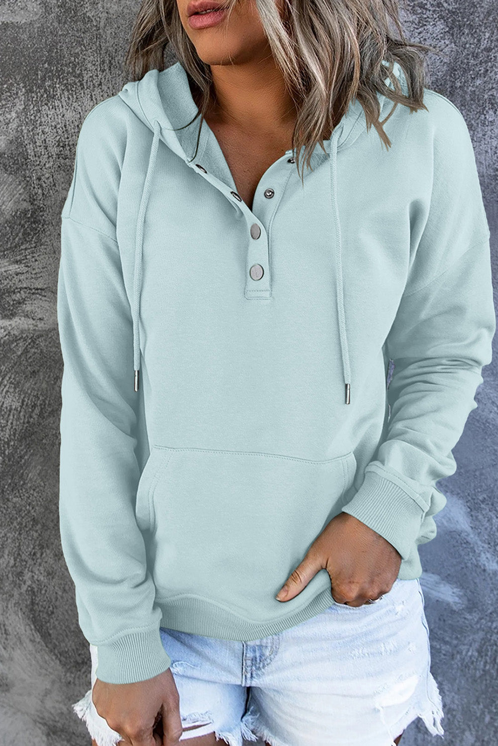 Amari | Varm Fleece Trøje med Hætte og Knapper