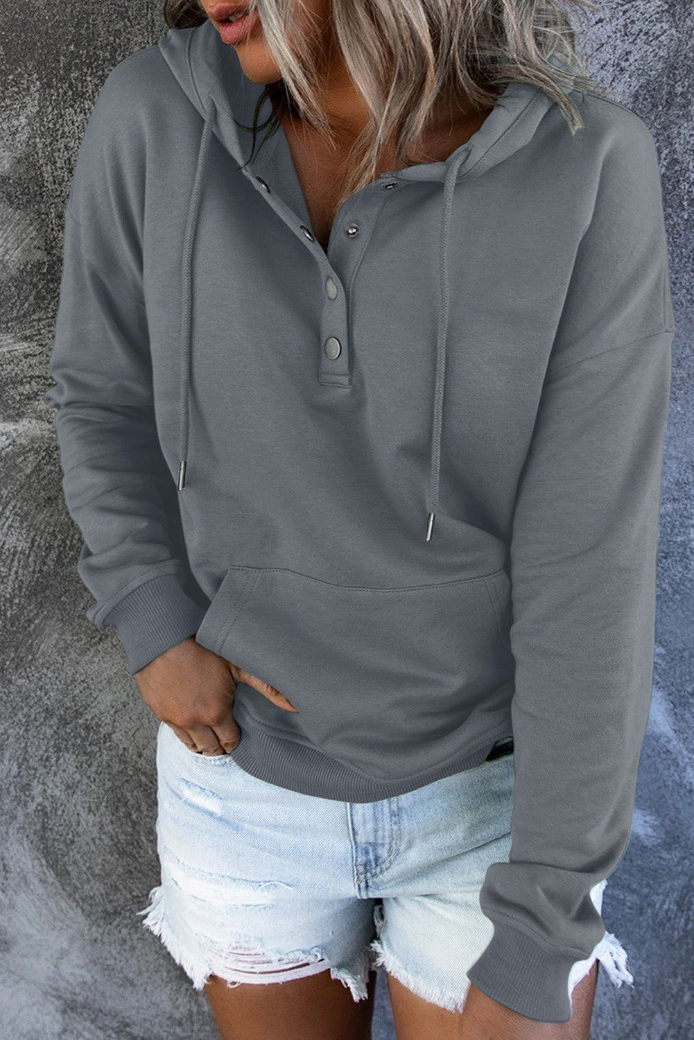 Amari | Varm Fleece Trøje med Hætte og Knapper