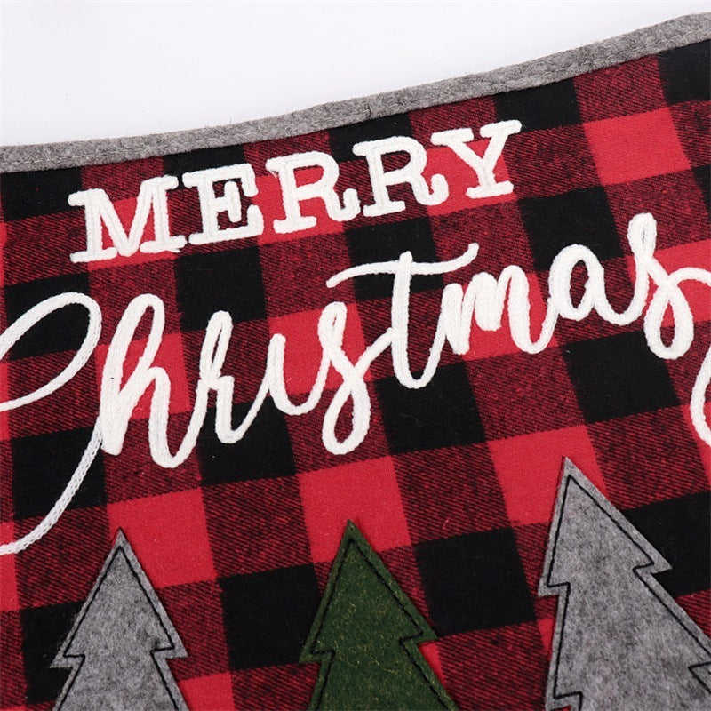 48-tommer sort og rød gitterstof broderet juletræsnederdel 3