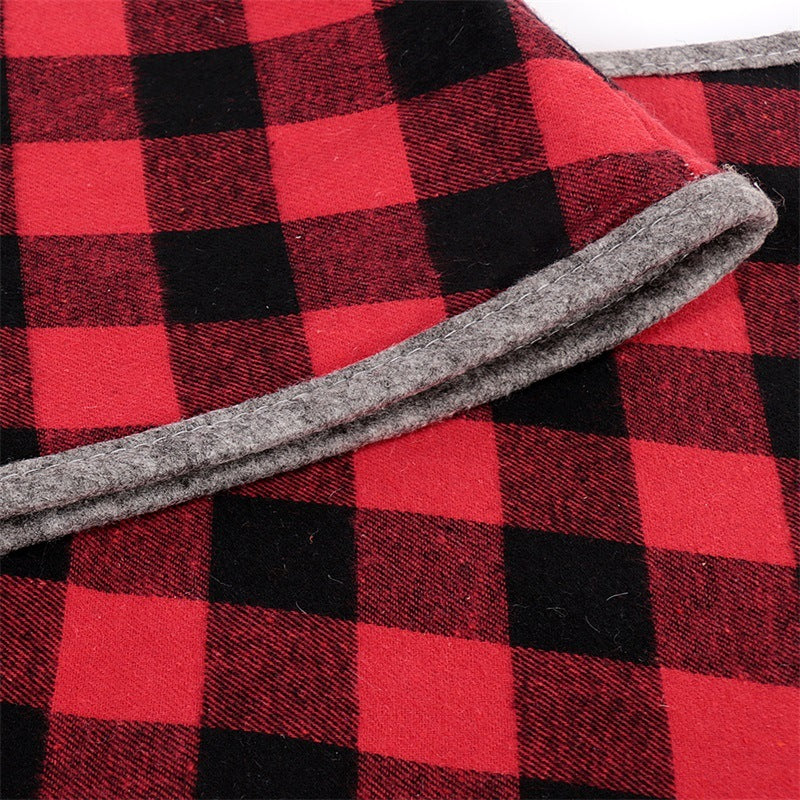 48-tommer sort og rød gitterstof broderet juletræsnederdel 5