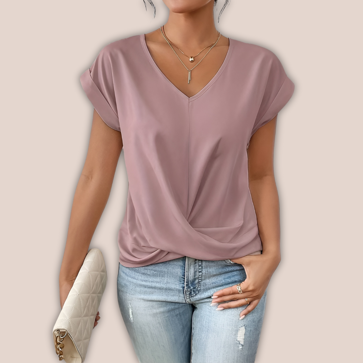 Ancilla | Casual Sommer Skjorte med V Hals