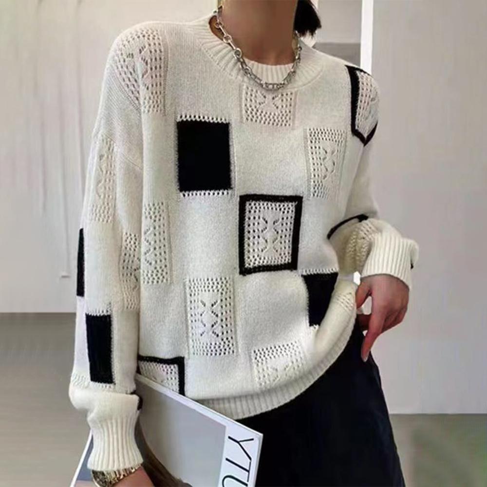 Amara | Elegant Strikket Damebluse med Stilfulde Mønstre