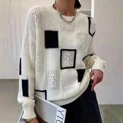 Amara | Elegant Strikket Damebluse med Stilfulde Mønstre