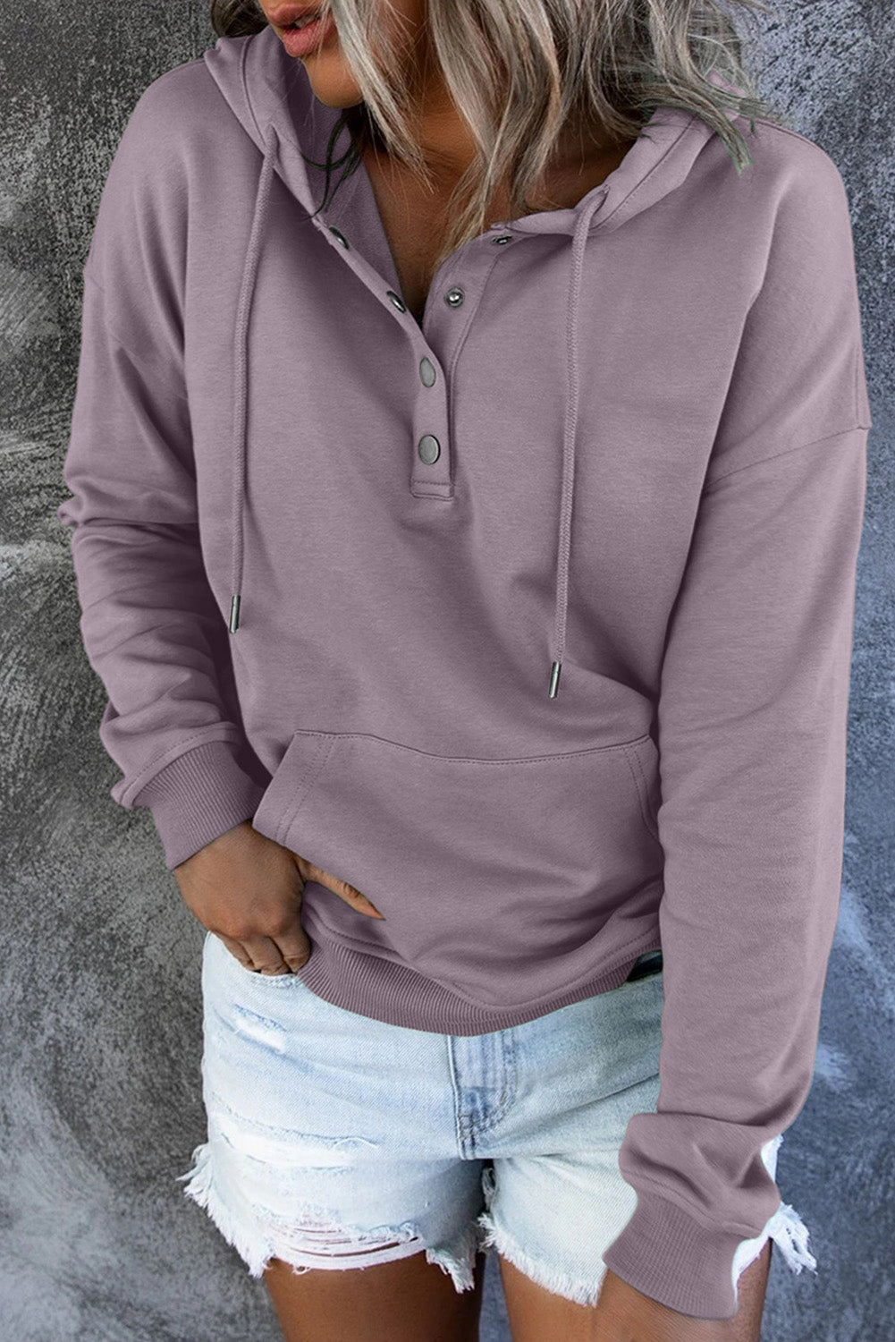 Amari | Varm Fleece Trøje med Hætte og Knapper