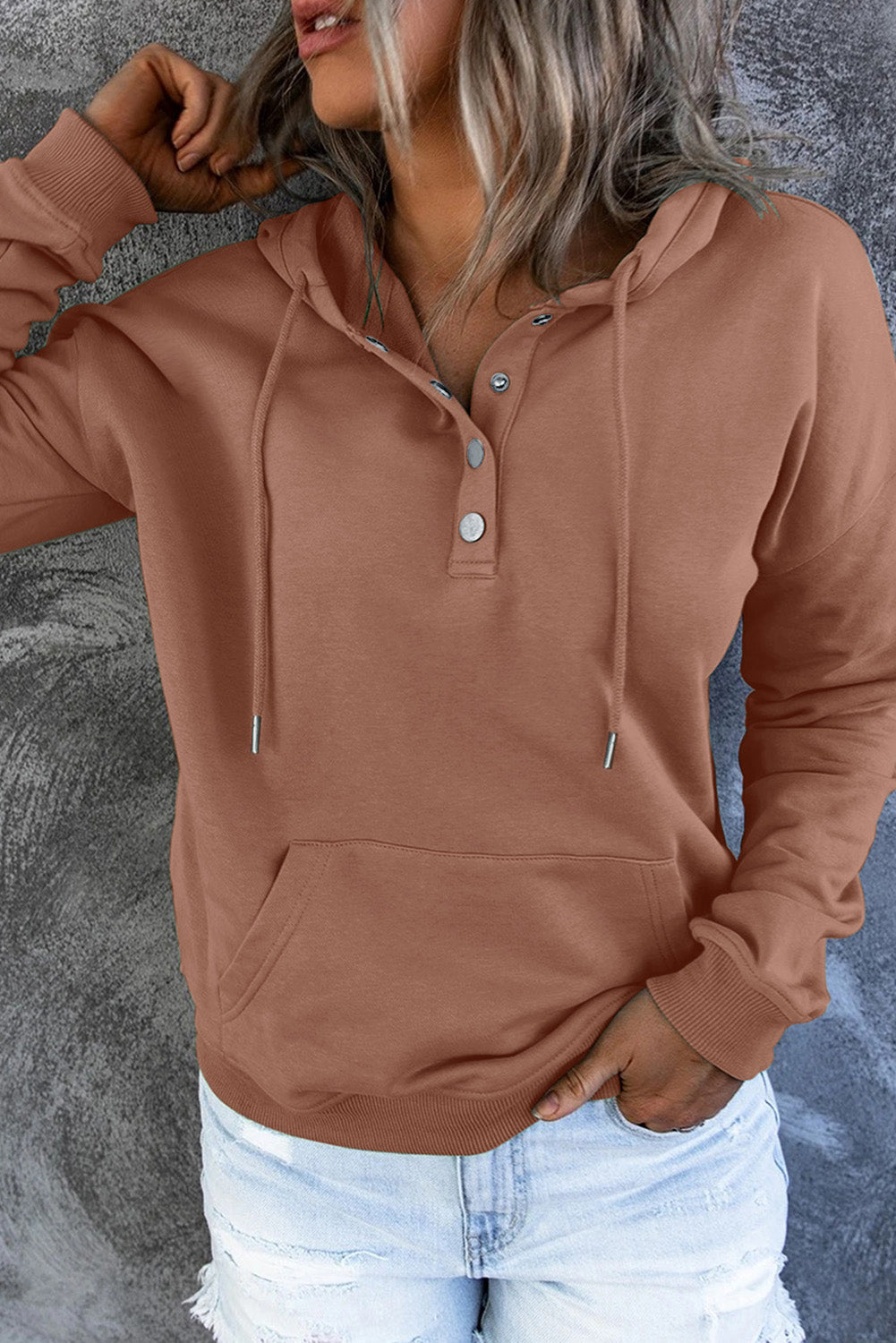 Amari | Varm Fleece Trøje med Hætte og Knapper