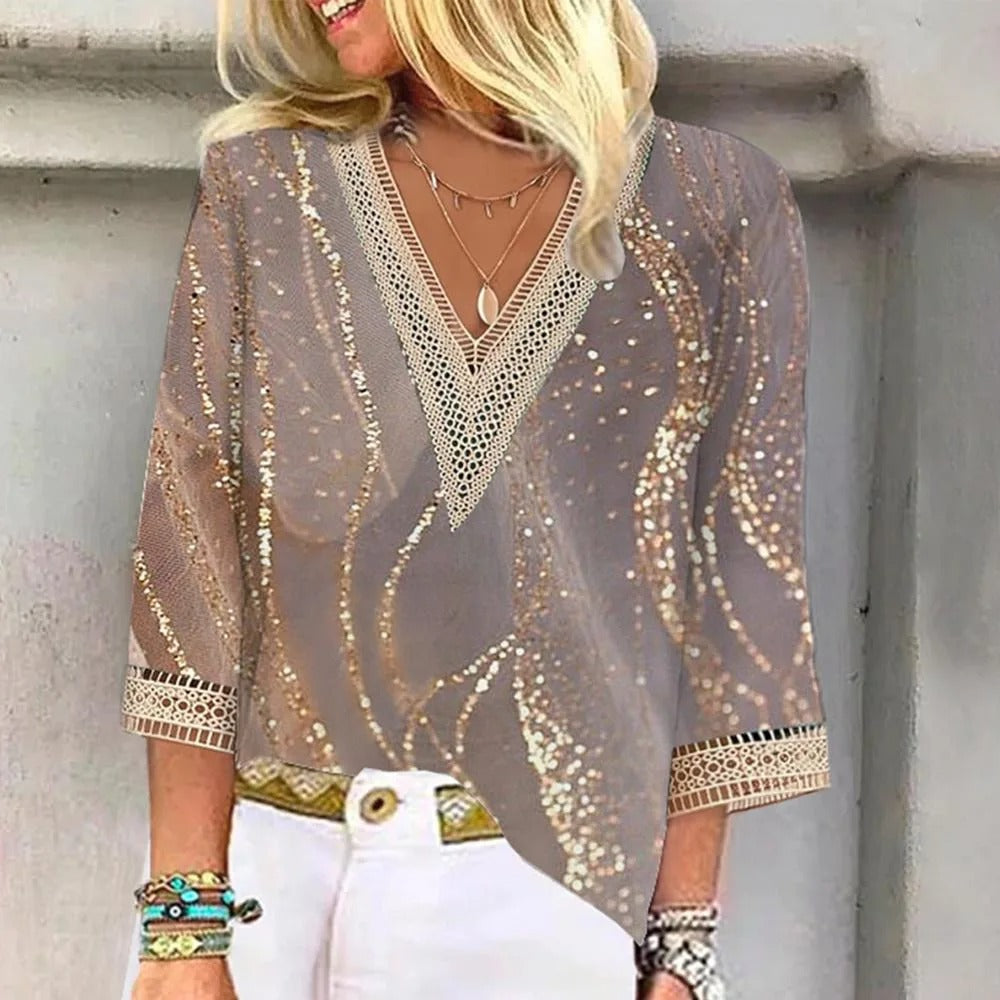 Eliza | Stilfuld V-hals Bluse Damer