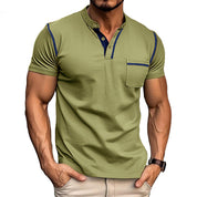 Harry | Kleurblok Henley Krave T-shirt med Korte Ærmer til et Stilfuldt Look