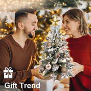 60 cm mini juletræ med lys kunstig lille bordplade juledekoration med flokket sne, udsøgt dekoration og julekugler til bordplade til hjem og kontor 6