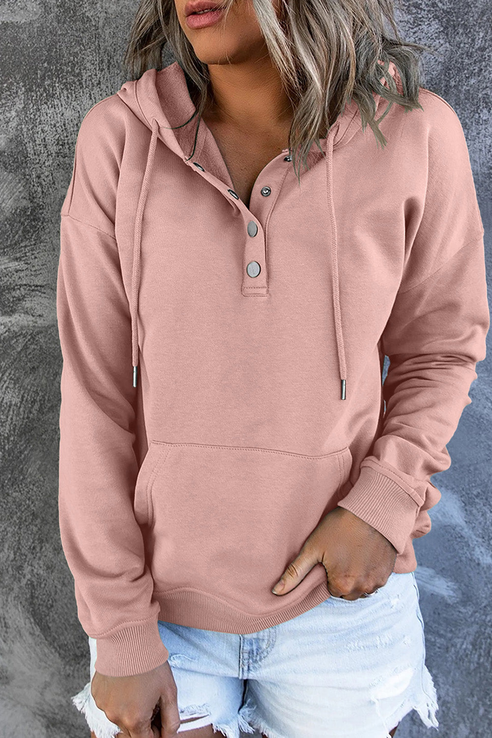 Amari | Varm Fleece Trøje med Hætte og Knapper
