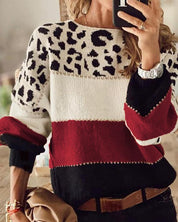 Elsa | Stribet Trøje med Leopardprint