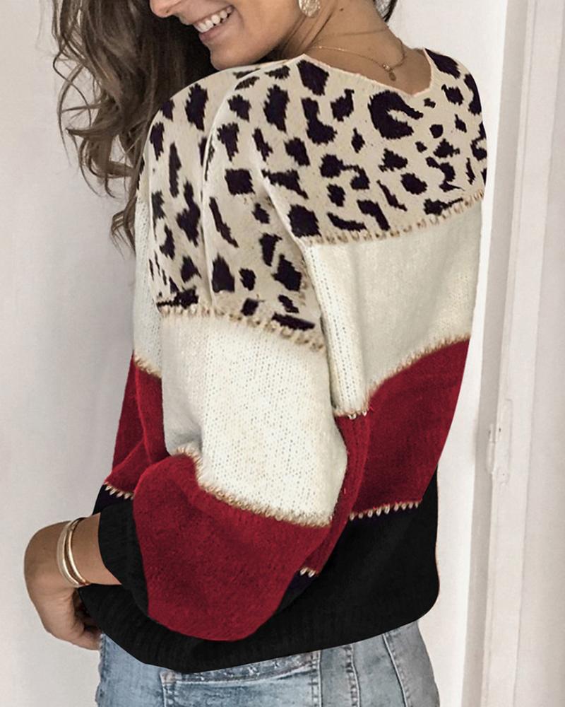Elsa | Stribet Trøje med Leopardprint