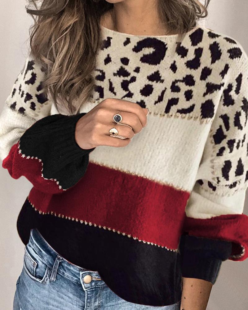Elsa | Stribet Trøje med Leopardprint