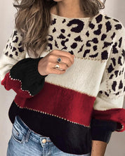 Elsa | Stribet Trøje med Leopardprint