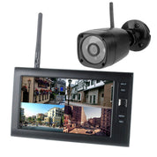 7-inch draadloos beveiligingssysteem: 4-kanaals monitor en weerbestendige nachtzichtcamera's 0