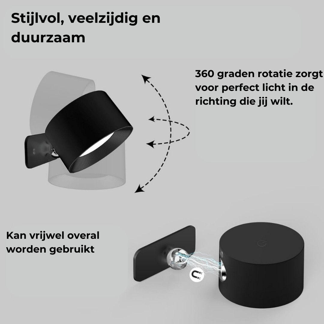 FlexiLamp | Trådløs Genopladelig 360° Væglampe