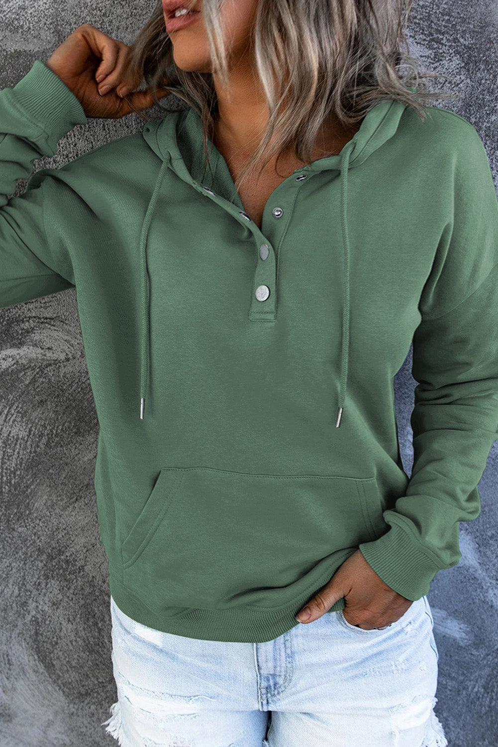 Amari | Varm Fleece Trøje med Hætte og Knapper