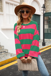 Mila | Casual Stribet Strik Damesweater