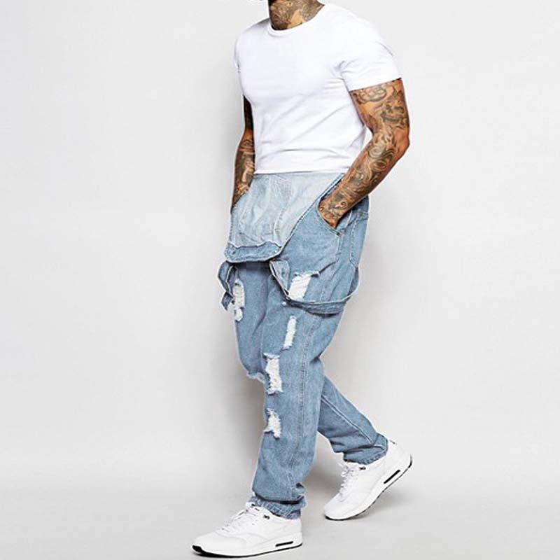 Thalion | Herre Stilfulde Rippede Denim Overalls - Afslappet Pasform Slidt Jumpsuit til Ubekymret Casual Chic