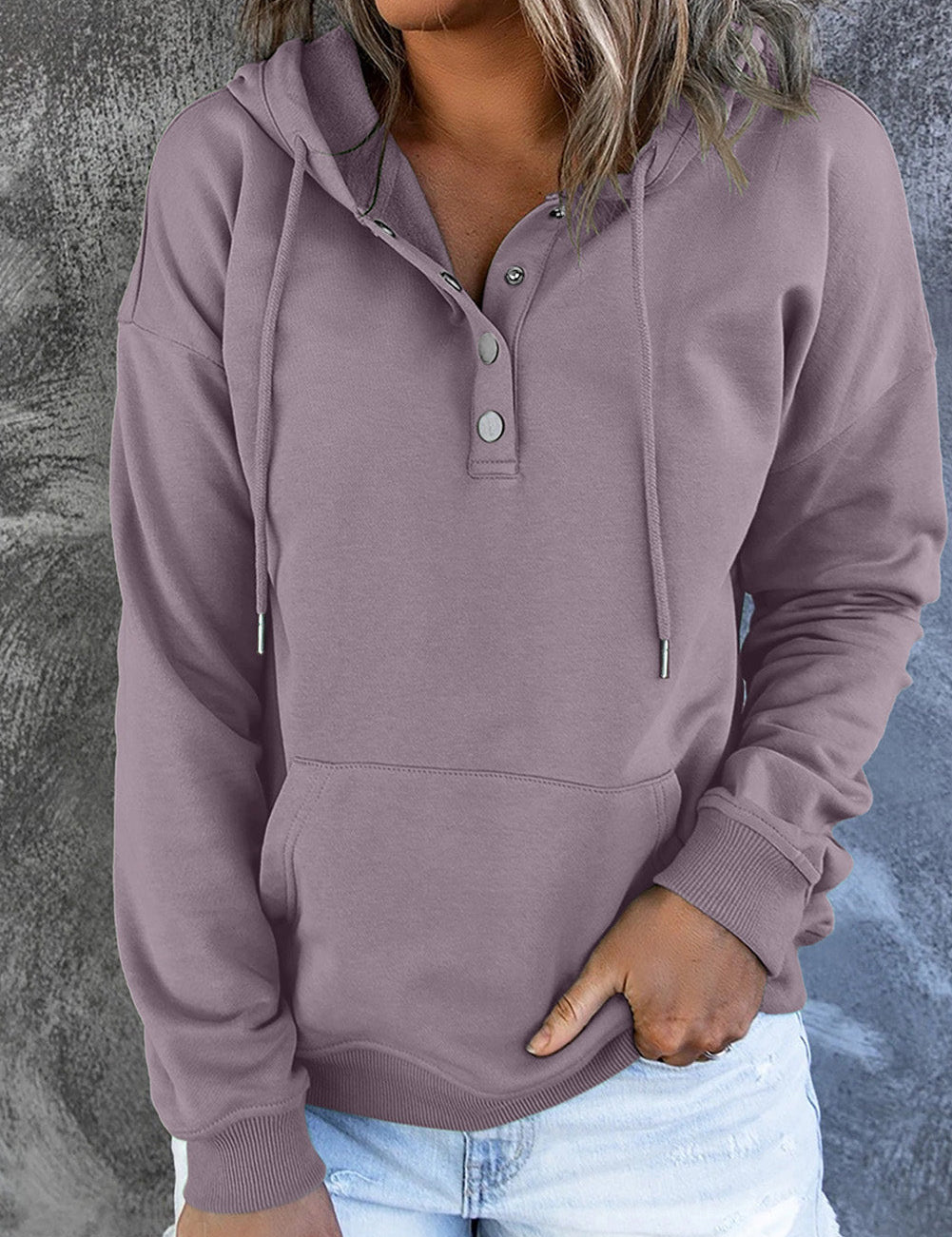 Amari | Varm Fleece Trøje med Hætte og Knapper