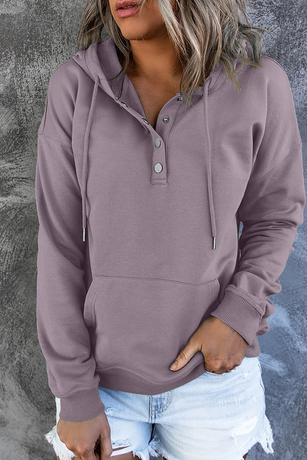 Amari | Varm Fleece Trøje med Hætte og Knapper
