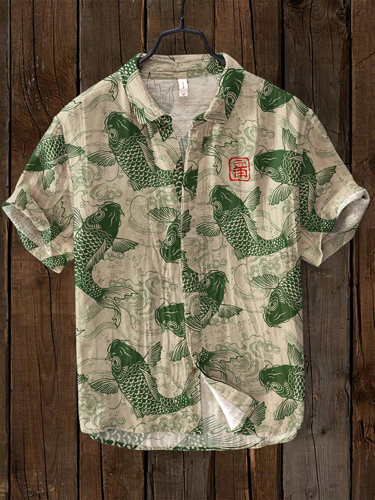 Leontios | Retro kunstsilke-linned blandingsskjorte - kreativ afslappet stil til mænd