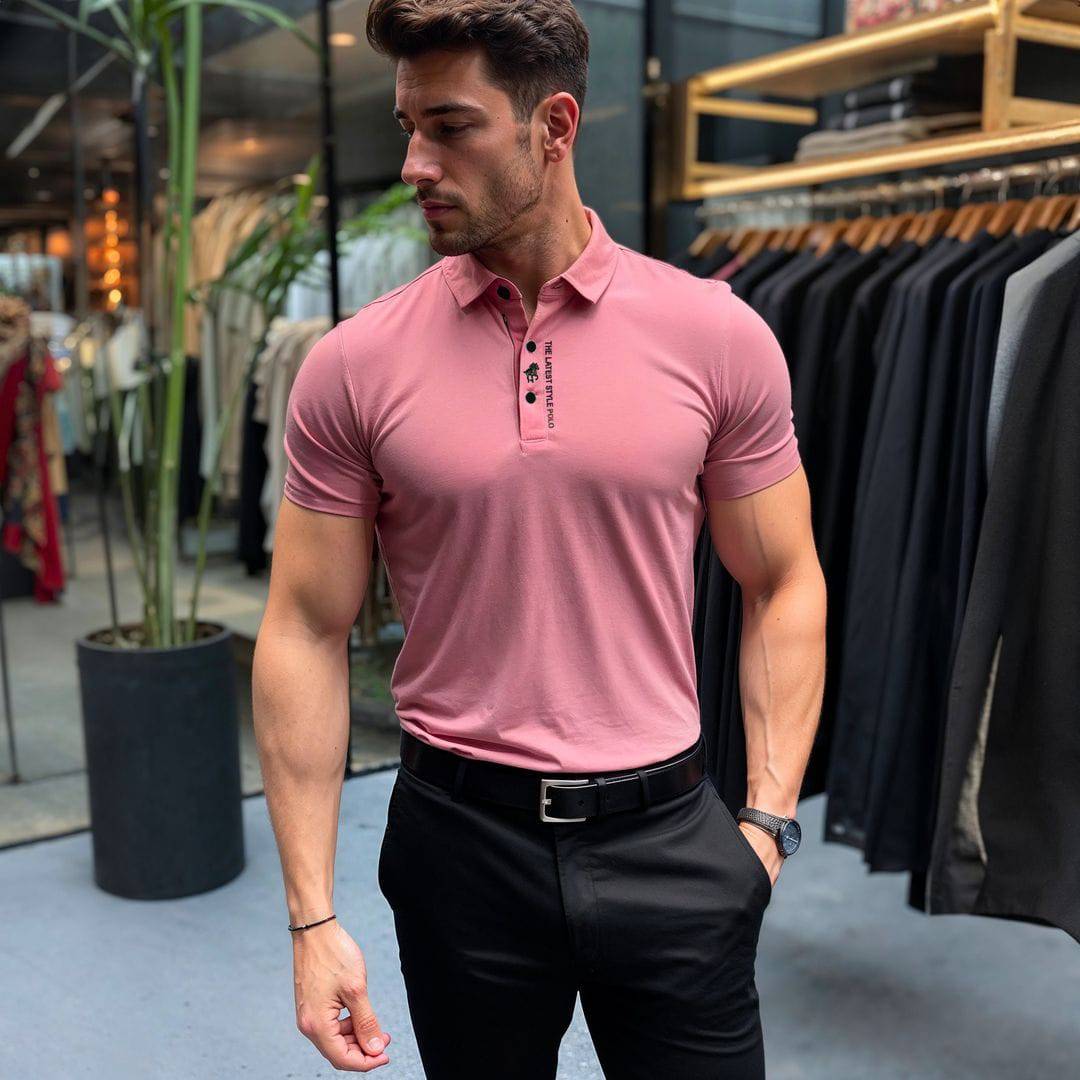 Enzo - Stilfuld, krølfri muscle-fit polo shirt til herrer