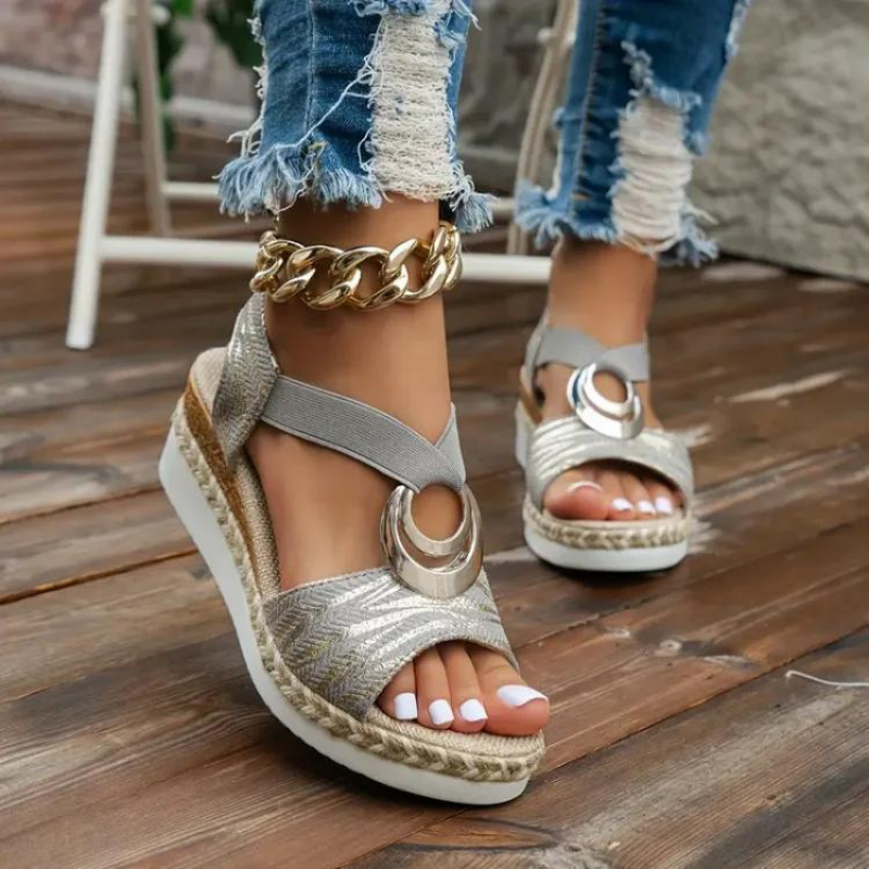 Elle | Stilfulde espadrillesandaler med strukturerede stropper
