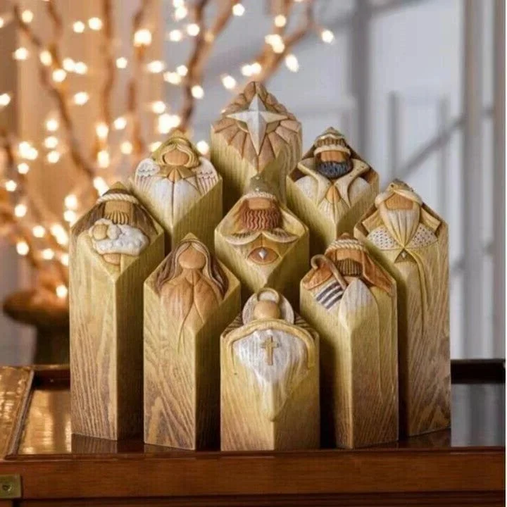 9 stk. himmelsk julekrybbesøjlestatue 0