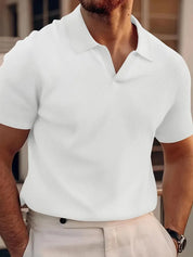 Stilfuld Herre V-Hals Polo T-shirt med Korte Ærmer