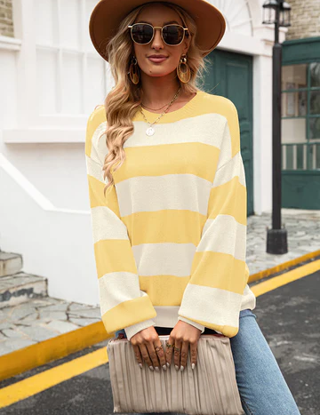 Mila | Casual Stribet Strik Damesweater