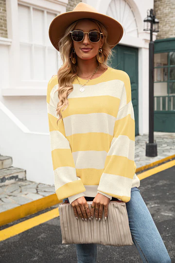 Mila | Casual Stribet Strik Damesweater