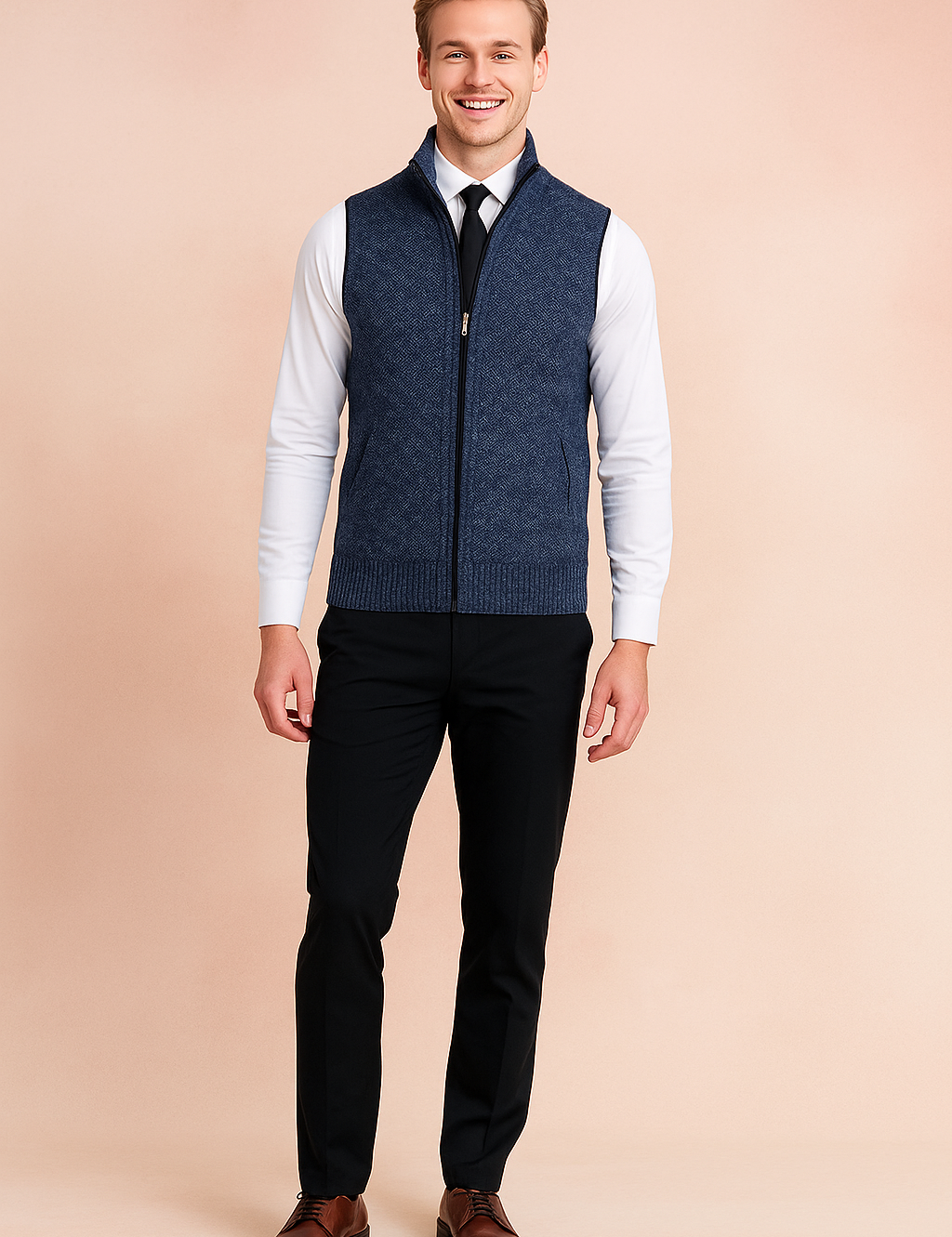 Ærmeløs herrecardigan | Lynlås 0