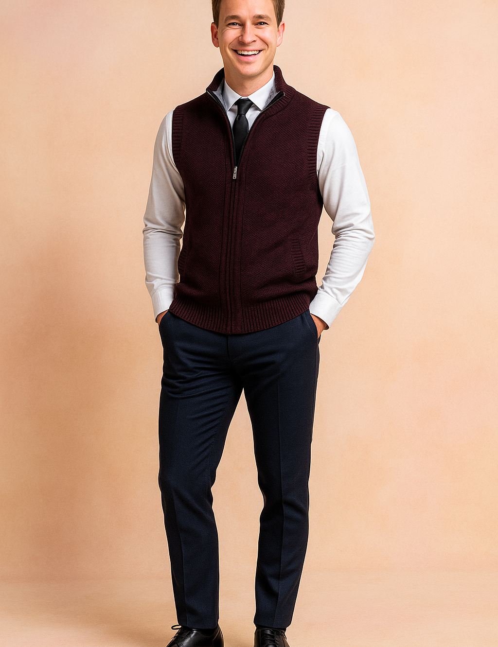 Ærmeløs herrecardigan | Lynlås 3